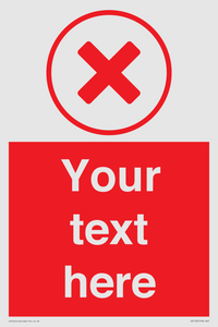 Custom red background, red cross in circle sign